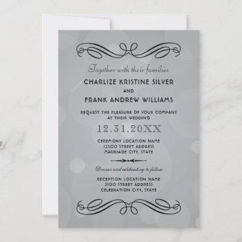 elegant platinum and black wedding invitation