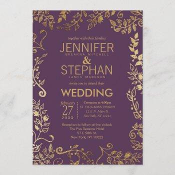 Small Elegant Plum Purple Gold Floral Wedding Front View