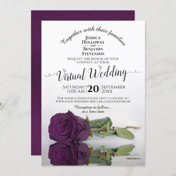elegant plum purple romantic rose virtual wedding invitation