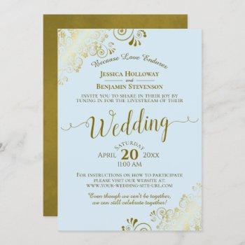 elegant powder blue & gold wedding livestream invitation