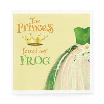 Small Elegant Princess Frog Baby Shower Thank You Napkins Front View