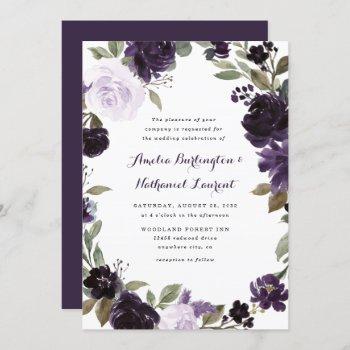 Small Elegant Purple And Gold Green Leaf Floral Wedding Front View