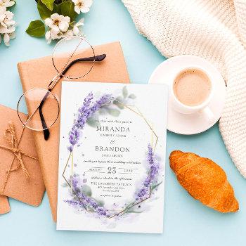 elegant purple lavender watercolor floral wedding  invitation