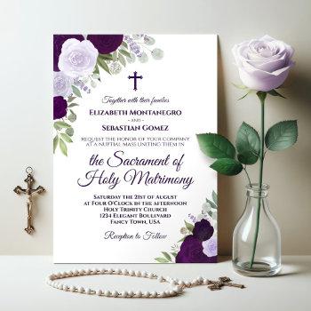 Small Elegant Purple Roses Modern Catholic Wedding Front View