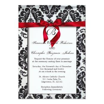 Small Elegant Red Accent Wedding Invite Front View