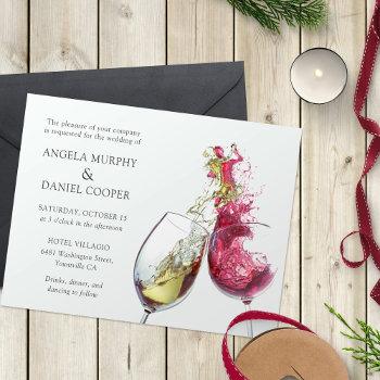 elegant red and white wine dance wedding invitation
