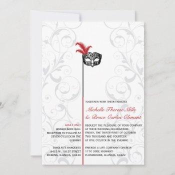 Small Elegant Red Black Masquerade Wedding Front View