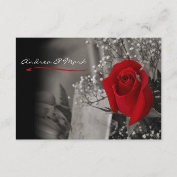 elegant red rose black and white wedding invitation