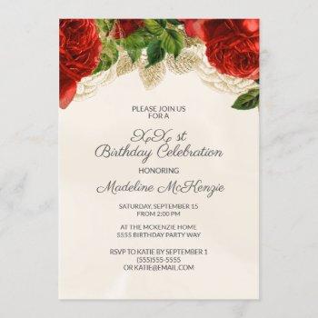 Small Elegant Red Roses Champagne Birthday Front View