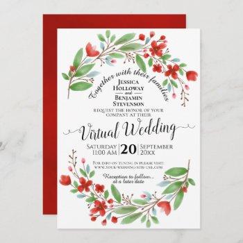 Small Elegant Red Watercolor Floral Virtual Wedding Front View