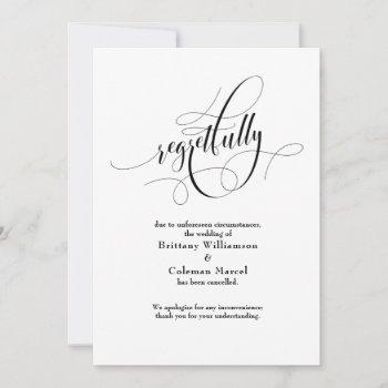 Small Elegant Regretfully Cancelled Wedding Announcement Front View