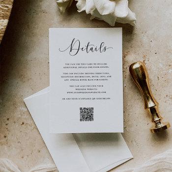 elegant romance | wedding guest details qr code enclosure card