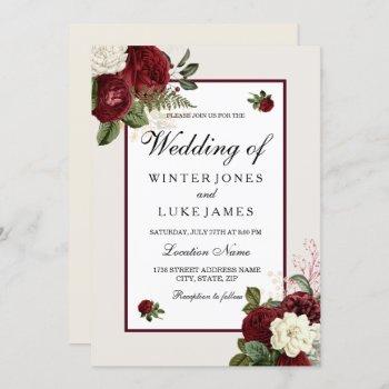 Small Elegant Romantic Burgundy & White Flowers Wedding Front View