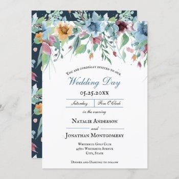 Small Elegant Romantic Spring Floral Dusty Blue Wedding Front View