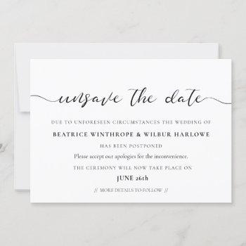 elegant romantic unsave the date wedding update invitation