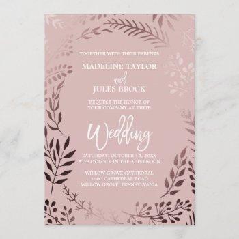 Small Elegant Rose Gold And Pink | Leafy Frame Wedding Front View