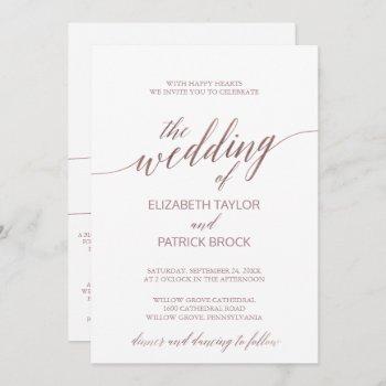 Small Elegant Rose Gold Calligraphy All In One Wedding Front View