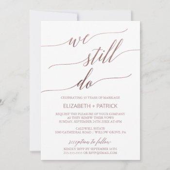 Small Elegant Rose Gold Calligraphy Vow Renewal Front View