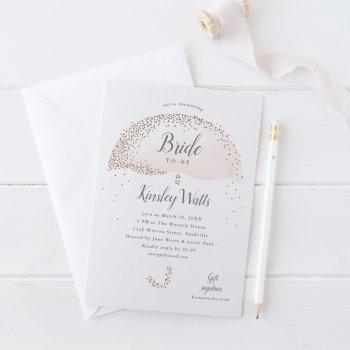 Small Elegant Rose Gold Confetti Pink Baby Shower Front View
