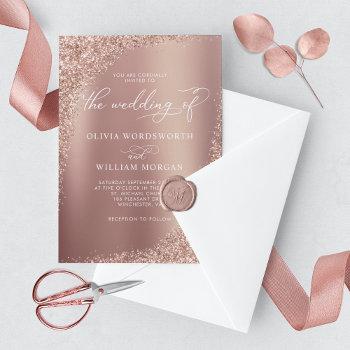 Small Elegant Rose Gold Glitter Script Wedding Front View
