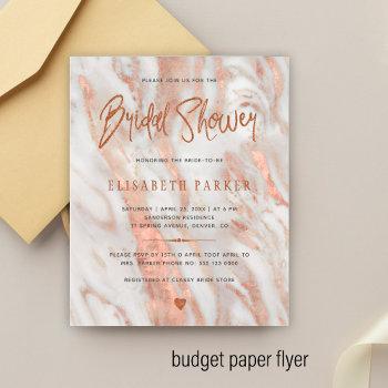 Small Elegant Rose Gold Marble Baby Shower  Flyer Front View