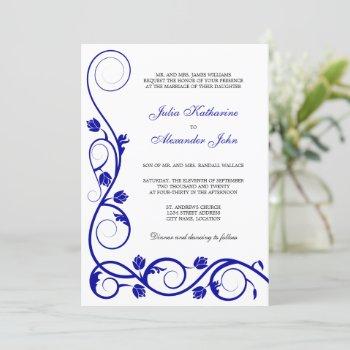Small Elegant Royal Blue And White Swirls Front View