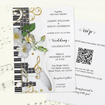 elegant rsvp rose music themed wedding invitation