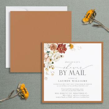 Small Elegant Rust Orange Watercolor Baby Shower Mail Front View