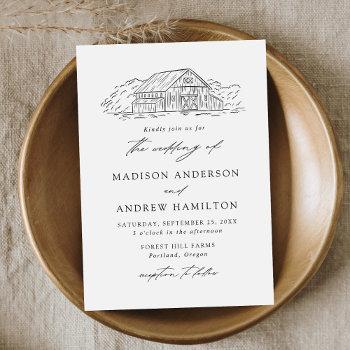 elegant rustic barn wedding invitation