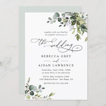 elegant rustic eucalyptus leaves greenery wedding invitation