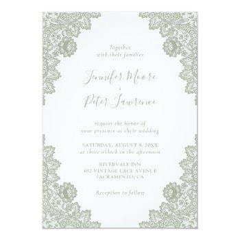 Small Elegant Sage Green Lace Wedding Front View