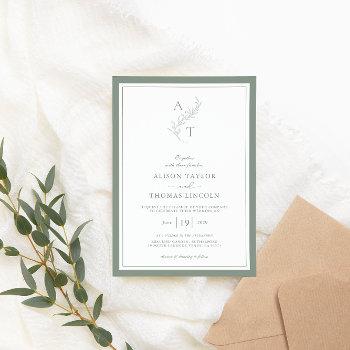 Small Elegant Sage Green Monogram Wedding Frame Front View