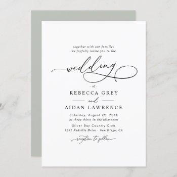 elegant script minimal wedding invitation