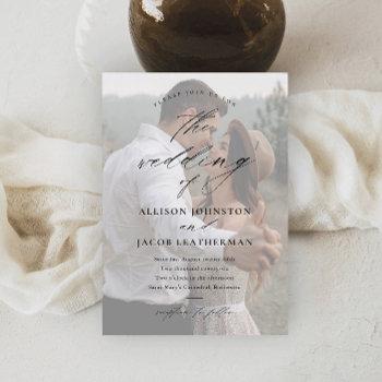 elegant script photo overlay wedding  magnetic invitation