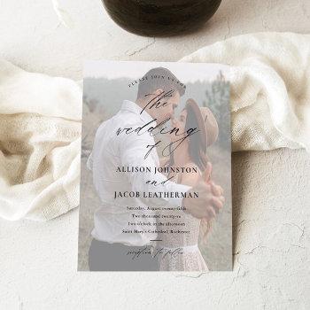 elegant script photo wedding invitation