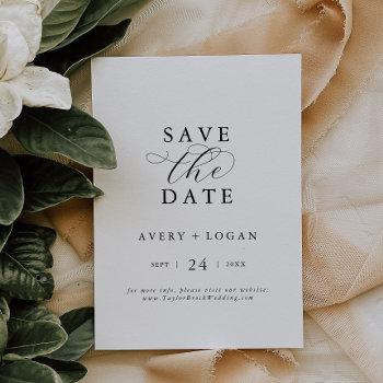 Small Elegant Script Save The Date Announcement Front View