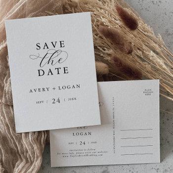 Small Elegant Script Save The Date Announcement Post Front View