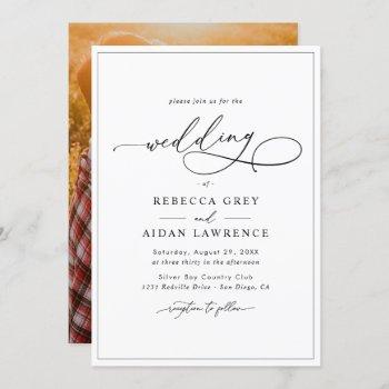 elegant script with photo back wedding invitation