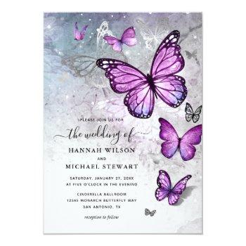 Small Elegant Silver And Purple Butterfly Wedding Front View