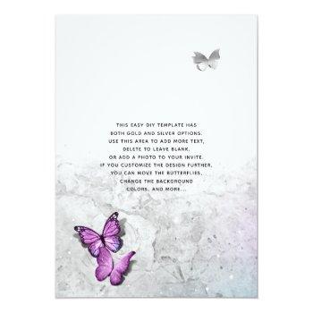 Small Elegant Silver And Purple Butterfly Wedding Back View