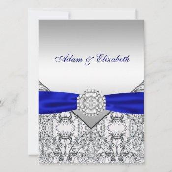 elegant silver and royal blue wedding invitations