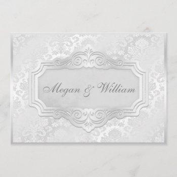 elegant silver damask wedding invitation
