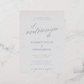 elegant silver foil | gray spanish wedding foil invitation
