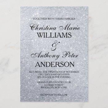 elegant silver glitter wedding invitation