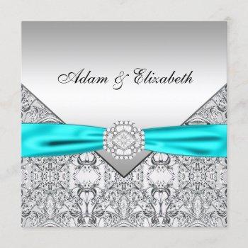 Small Elegant Silver Teal Blue Wedding Front View
