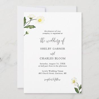 elegant simple white daisy floral wedding invitation