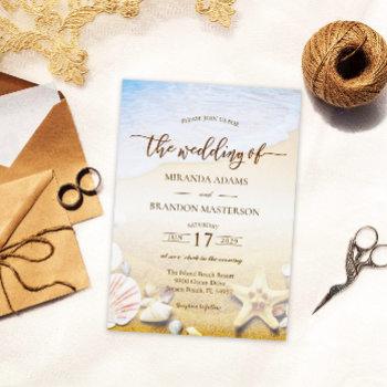 elegant starfish tropical beach wedding invitation
