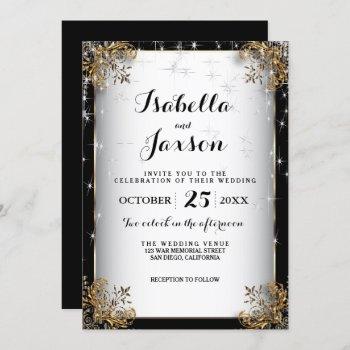Small Elegant Starry Night Wedding In Black And Gold Front View