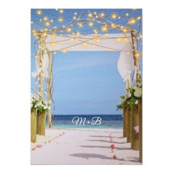 Small Elegant Sunset Beach String Lights Summer Wedding Back View