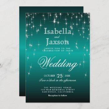 Small Elegant Teal Star Lights Wedding Front View